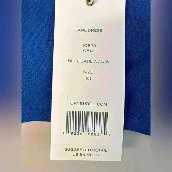 NWT Tory Burch Jane Dress Blue Dahlia Cap Sleeve Knee Length Size 10 - Picture 7 of 11